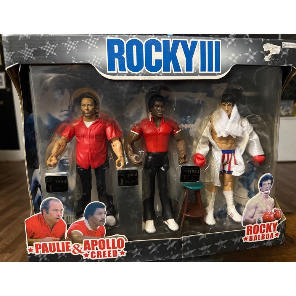 Jakks Pacific Rocky III 3-Pack Paulie Apollo Creed Rocky Balboa Action Figures